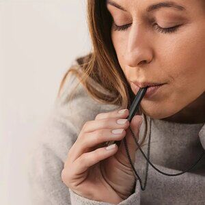 Black Stainless Steel calming breathing necklace